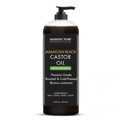 Image of MAJESTIC PURE Jamaican Black Castor Oil for Hair Growth &amp; Natural Skin Care Roasted Cold Pressed Massage, Scalp, and Nails 16 fl oz