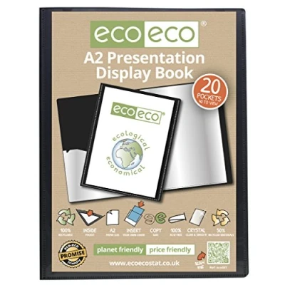 Image of eco 2 x A2 50% Recycled 20 Pocket Black Folder Presentation Display Book