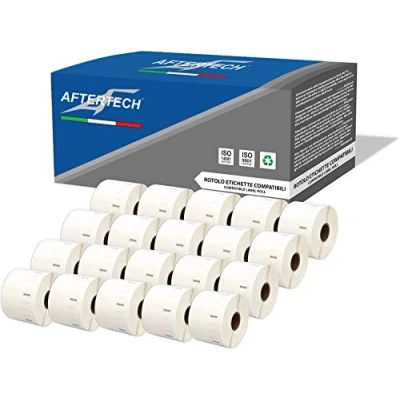 Image of Aftertech 20x 11354 57x32mm Compatible Adhesive Labels Rolls (1000 Labels/roll = 20000 Total) for Dymo LabelWriter Seiko SLP Labeling Machines Printers S0722540 20x11354