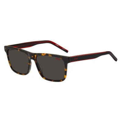 Image of Hugo Boss Man HG 1242/S O63/IR Sunglasses Acetate Havana/Red Grey Squared