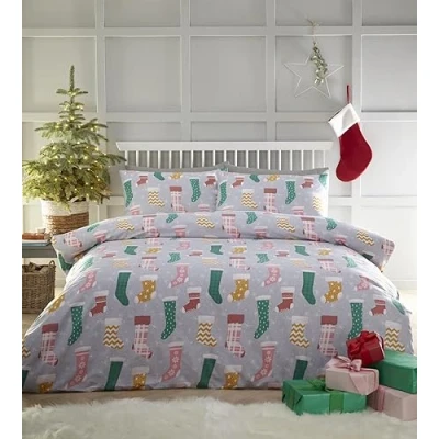 Image of Charlotte Thomas Christmas Stockings Duvet Cover Set Multicoloured Xmas Bedding Kingsize