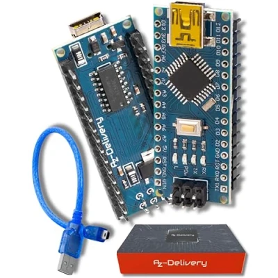 Image of AZDelivery 5 x Mini AZ Nano V3 Board ATmega328P Micro Controller ATmega328 5V 16MHz CH340 with USB Cable, Including E Book!