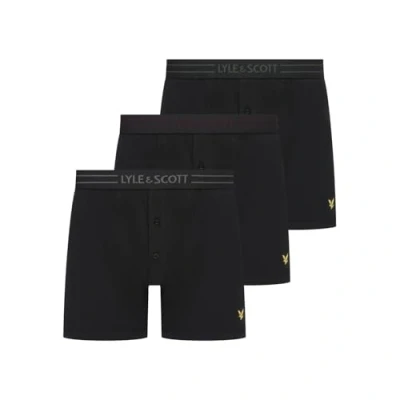 Image of Lyle &amp; Scott Men’s Lewis 3 Pack Cotton Trunk Boxer Shorts Comfortable Stretch Fabric with Branded Elasticated Waistband (XXL, Regular, Black Multi)