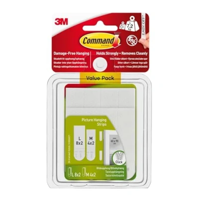 Image of Command Picture Hanging Strips, Value Pack, 12 Pairs: 4 Medium, 8 Large Pairs, Decorate Damage Free