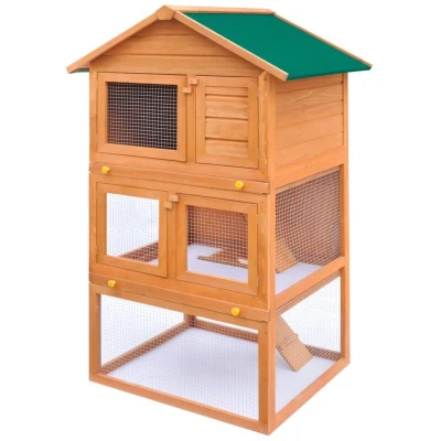 Image of vidaXL Outdoor Rabbit Hutch Small Animal House Pet Cage 3 Layers Wood