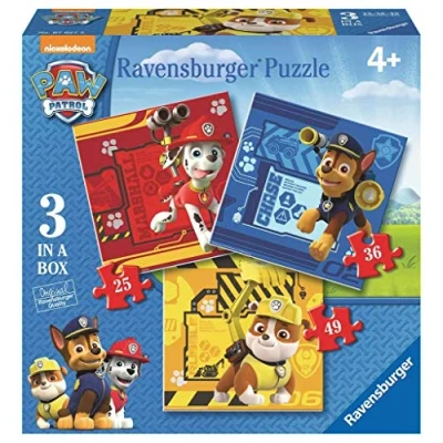 Image of Ravensburger 07057 Rubble, Marshall &amp; Chase 25 + 36 +49 pieces children&#039;s puzzle
