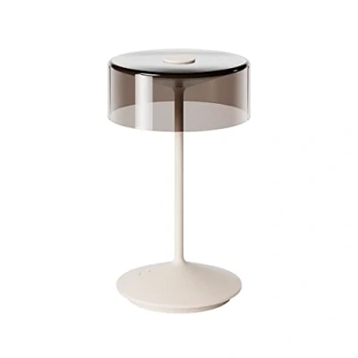 Image of SIGOR Numotion Dimmable LED Battery Table Lamp Indoor &amp; Outdoor IP54 Splash Proof Height 26.5 cm Rechargeable with Easy Connect 12 Hours Lighting Time Thin Beige