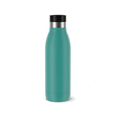 Image of Emsa N31102 Bludrop Colour Drinking Bottle, 0.5 Litres, 100% Leak Proof, Quick Press Closure, Ergonomic 360 Enjoyment, 12 Hours Warm, 24 Cool, Stainless Steel, Petrol