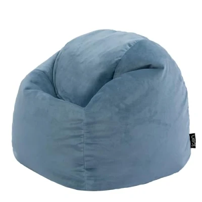 Image of icon Aurora Kids Bean Bag, Mineral Blue, Velvet Bag for Kids, with Filling Included, Childrens Chair Bedroom, Playroom, Living Room