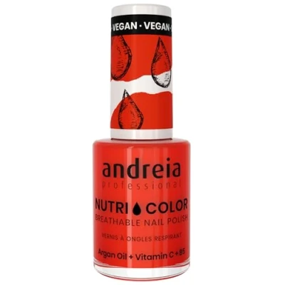 Image of Andreia Professional NutriColor Breathable Nail Polish Vegan and Cruelty Free DIY Art with Long Lasting Gloss Finish Colour NC16 Red 10.5ml…