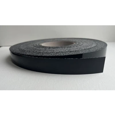Image of Vale Veneers Pre Glued Iron on Black Gloss Melamine Edging Tape 22mm Wide x 5 Metres.
