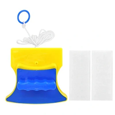Image of Magnetic Window Glass Cleaner Wipes Double sided Pane Cleaning Squeegee for High rise Windows Tool with 2 Extra Cotton