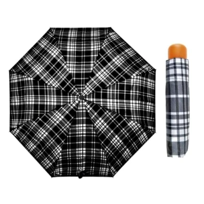 Image of A2Z Assorted Tartan Lightweight Supermini 3 Section 8 Pannels Umbrella AZ20027A Black
