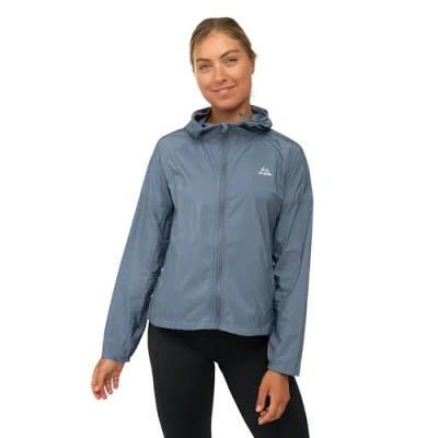 Image of DANISH ENDURANCE Reflective Running Jacket Women, Lightweight Windbreaker Jacket, Packaway Windproof with Hood, Sea Blue, XXL