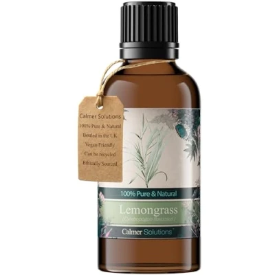 Image of Calmer Solutions Lemongrass 50ml Headache, Muscle Aches, Joint Pain Pure 100% UK Sourced Natural Essential Oils Professional or Home use Diffusers, Humidifiers, Candles &amp; More