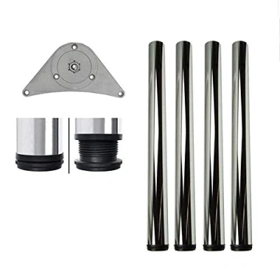 Image of 4X The Shopfitting Shop Cabinet Legs Kitchen Feet Worktop/Unit/Breakfast Bar/Desk Table Furniture Chrome Metal Adjustable Height (820mm / 82cm)