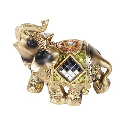 Image of Lucky Feng Shui Green Elephant Statue Sculpture Wealth Figurine Gift Home Decoration (Green trumpet)