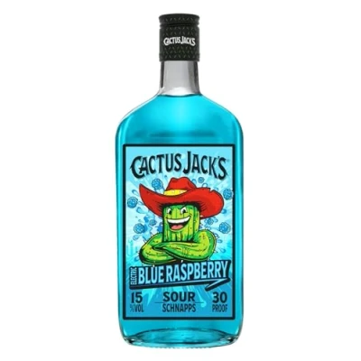 Image of Cactus Jack&#039;s Raspberry Flavoured Schnapps, Fruit Blue Drink Liquor for Cocktail Making, Shots or Mixer, 15% Alcohol Drink, Ingredient Home Bar, 70cl