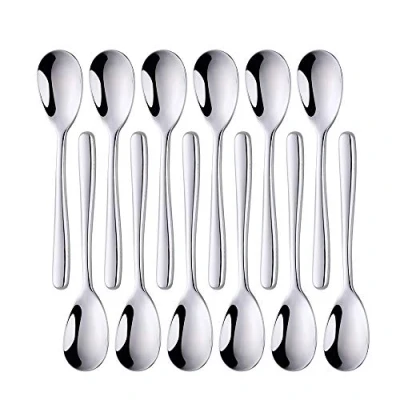Image of Meisha Tea Spoons, 12 Piece (13.2 cm, 5.2 inches) Teaspoon, Stainless Steel Mirror Polishing Teaspoons Set Silver