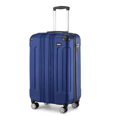 Image of Kono Carry on Cabin Suitcase 55x35x20cm Lightweight Hard Shell ABS Hand Luggage with 4 Spinner Wheels (Navy)