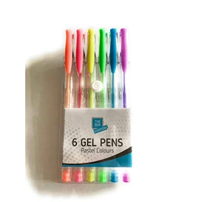 Image of Assorted Pastel Plastic Gel Pens, 6 Pack (15 cm) Durable &amp; VIbrant Design, Perfect for Home, School, or Office Use