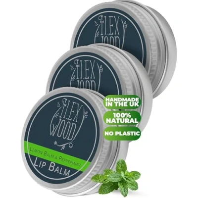 Image of the Ilex Wood Vegan Lemon Balm and Peppermint Lip Pack of 3 All natural, coldsore prevention, palm oil free, cruelty plastic moisturising, handcrafted in UK x 10ml