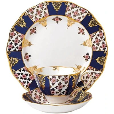 Image of Royal Albert 100 Years 40017566 1900 Regency Teacup, Saucer, Plate 20cm, 3 Piece Set Blue, Bone China