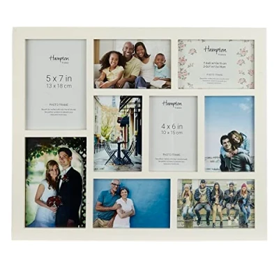 Image of Hampton Frames GALLERY 9 Aperture 7 4x6 &amp; 2 5x7 White Multi Picture Photo Frame Acrylic (Non Glass) Front GAL9APWHP