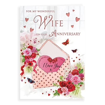 Image of Regal Publishing Traditional Anniversary Card Wife 9 x 6 inches