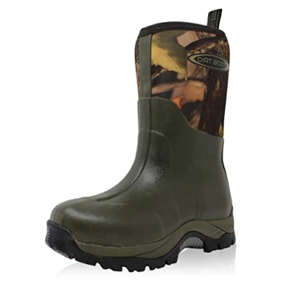 Image of Dirt Boot Women`s Pro Sport Neoprene Insulated Mid Cut Short Wellington Boots (7 UK, Green/Camo, numeric_7)