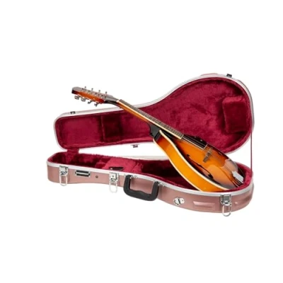 Image of Crossrock A style Mandolin Case ABS Molded Hardshell with Security Lock, Metal Feet, and Detachable Straps Rose Gold (CRA862MARG)