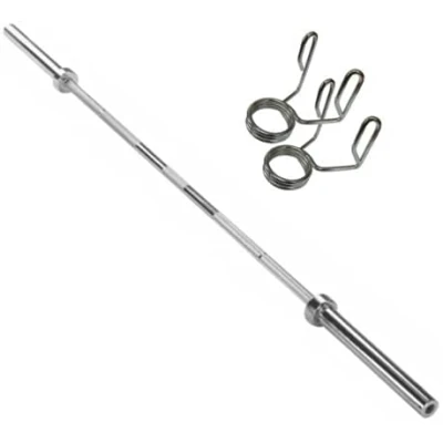 Image of 5FT OLYMPIC STRAIGHT BAR / WEIGHT LIFTING BARBELL WITH COLLARS