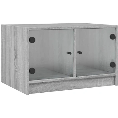 Image of vidaXL Coffee Table with Glass Doors Grey Sonoma 68x50x42 cm