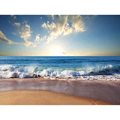 Image of Wee Blue Coo Photograph Seascape Beach Sand Ocean Surf Waves Art Print Poster Wall Decor 12X16 Inch