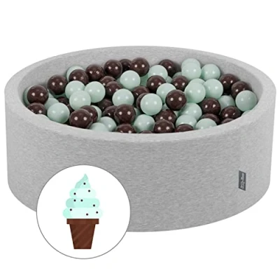 Image of KiddyMoon 90X30cm/200 Balls ∅ 7Cm / 2.75In Baby Foam Ball Pit Made In EU, Light Grey
