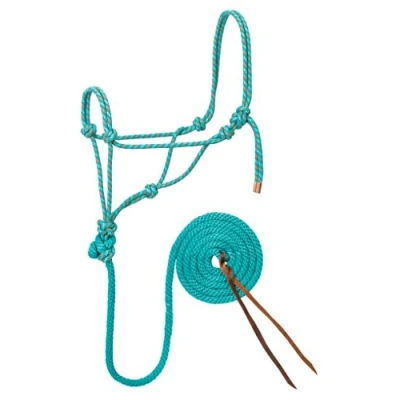 Image of Weaver Leather Diamond Braid Rope Halter and Lead, Teal/Gray/Orange