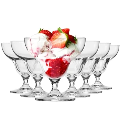 Image of Krosno Dessert Pudding Bowls, Avant Garde Collection, Set of 6, 10.8 oz (320 ml), Premium Glassware, Ideal for Ice Cream, Fruit, and Desserts, Sundae Bowl, Dishwasher Safe, Made in Europe