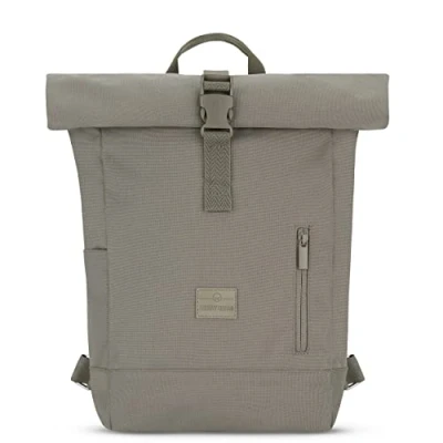 Image of Johnny Urban Backpack Womens &amp; Mens Grey Robin Small Roll Top Rucksack with 12&quot; Laptop Compartment Back Casual Daypack Bag for Uni Office Work Water repellant