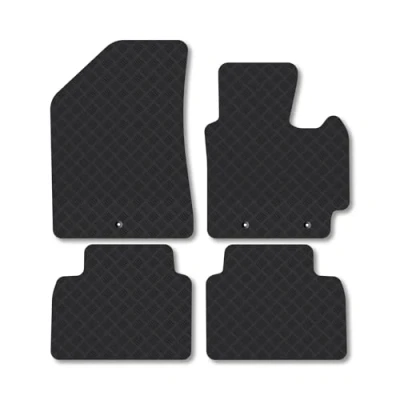 Image of Rubber Car Mats Compatible with Kia Soul (2014 2020) Tailored Fit Floor Set Accessory Black Custom 4 Pieces Clips Anti Slip Backing, Heavy Duty &amp; Waterproof
