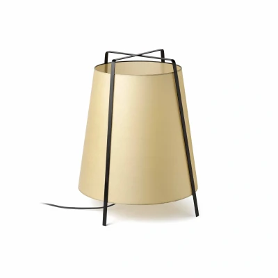 Image of Akane 1 Light Floor Lamp Black with Beige Shade, E27