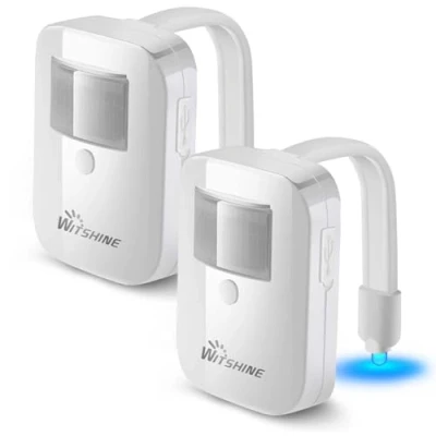 Image of Witshine 2 Pack Rechargeable 16 Color Toilet Night Light, Motion Sensor LED Bowl Novelty Cool Funny Birthday Gag Gadget Gifts Ideas for Adult Kids Men Dad Boys Toddlers Mom