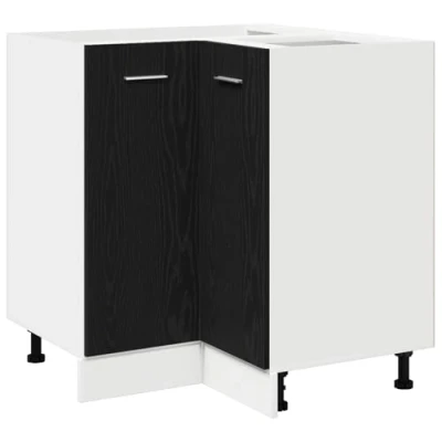 Image of vidaXL Black Oak Kitchen Cabinet Engineered Wood 75.5x75.5x80.5 cm Two Door Indoor Storage Unit for