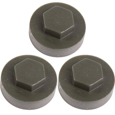 Image of 200x Juniper Green Hex TEK Roofing Cover Caps for 19mm Washer/Coverage &amp; 8mm Recess