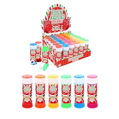 Image of Henbrandt 1 x Children’s Elfin Around Christmas Bubble Tubs with Wands 50ml Xmas Party Bubbles Kids Toys Winter Fun Stocking Fillers Bag Favours Loot Games for Boys and Girls