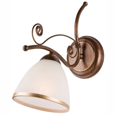 Image of Retro Wall Light With Glass Shade Brown, 1x E27