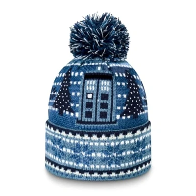 Image of DOCTOR Who Christmas Hat Official Knitted Beanie Dr Gifts for Men and Women Blue
