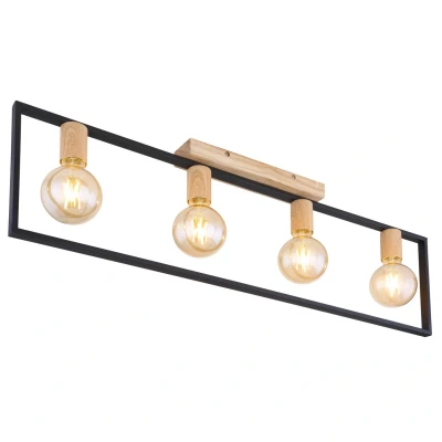 Image of Daniel Ceiling Spotlight Bar Matt Black 4x E27