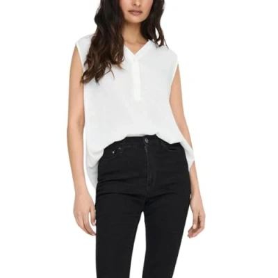 Image of ONLY Women&#039;s Onljette Life S/L Top WVN Noos, Cloud Dancer, 36 (EU)