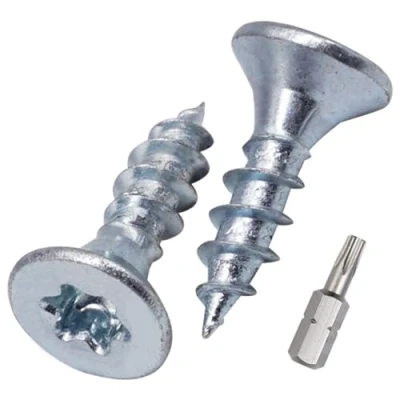 Image of SKIR&#039;CO (100 pcs) Zinc Plated Steel Wood Screws 4.5 x 16 mm, Torx Head, Countersunk Chipboard Screws, Fully Threaded