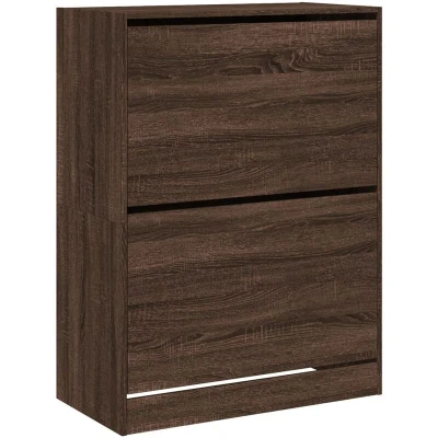 Image of vidaXL Shoe Cabinet with 2 Flip Drawers Brown Oak 80x42x108 cm